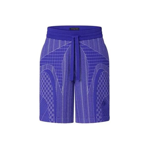 Louis Vuitton 2022 Blue Graphic Print Damier Jogger Short L Made in ITALY NEW - Picture 2 of 13
